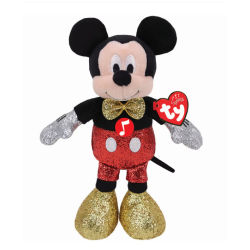 Plus Ty Beanie Babies - Disney Mickey Mouse, cu sclipici si sunete, 25 cm