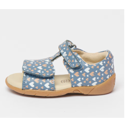 Clarks, Sandale de piele cu imprimeu Zora Beat, Albastru prafuit, 20 EU