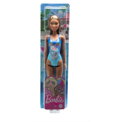 Papusa Barbie Beach Dark Skin With Flowers Blue Swimsuit hdc51