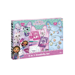 Set creativ 3 in 1, Bratari cu pandantive, carioci spray si diamont painting, Gabby s Dollhouse