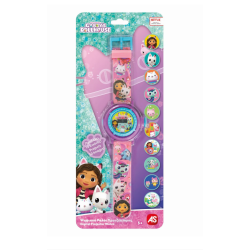 Ceas digital cu proiector Gabby’s Dollhouse, multicolor, 3 ani, material plastic