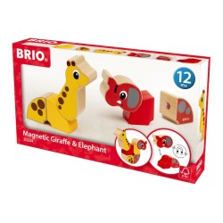 Jucarii din lemn Brio - Girafa si Elefant, magnetici