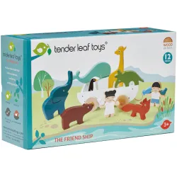 Set de joaca din lemn Tender Leaf Toys - Corabia cu animalute, 12 piese