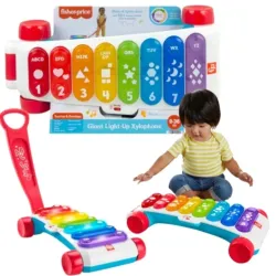 Jucarie de tras Fisher Price - Xylophon gigant, cu lumini si sunete
