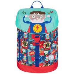 Rucsac Tiger, prescolari, Albastru/Rosu, uperduper man, 34x22x14cm